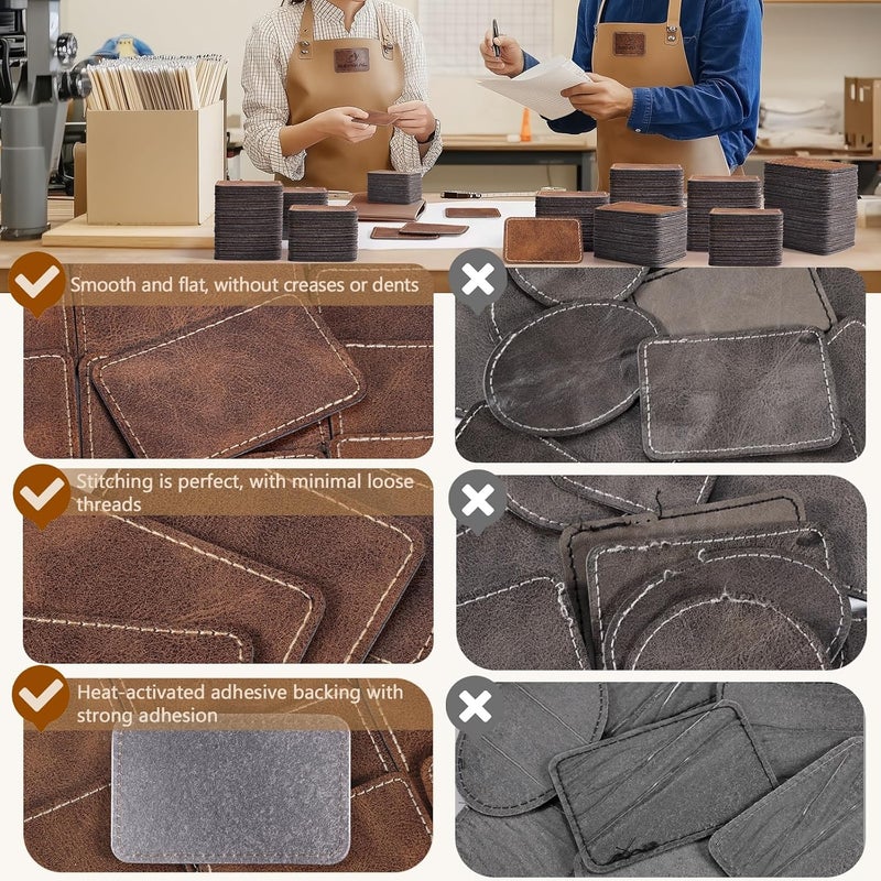 MAPRIAL 40 Pack Blank Leatherette Patches with Adhesive, Rectangle Laser Engravable Faux Leather Patch for Hats Custom, Fabric Repair Sew, Engraving Materials, Gifts, DIY (Rustic, 3 x 2 in) - Image 3